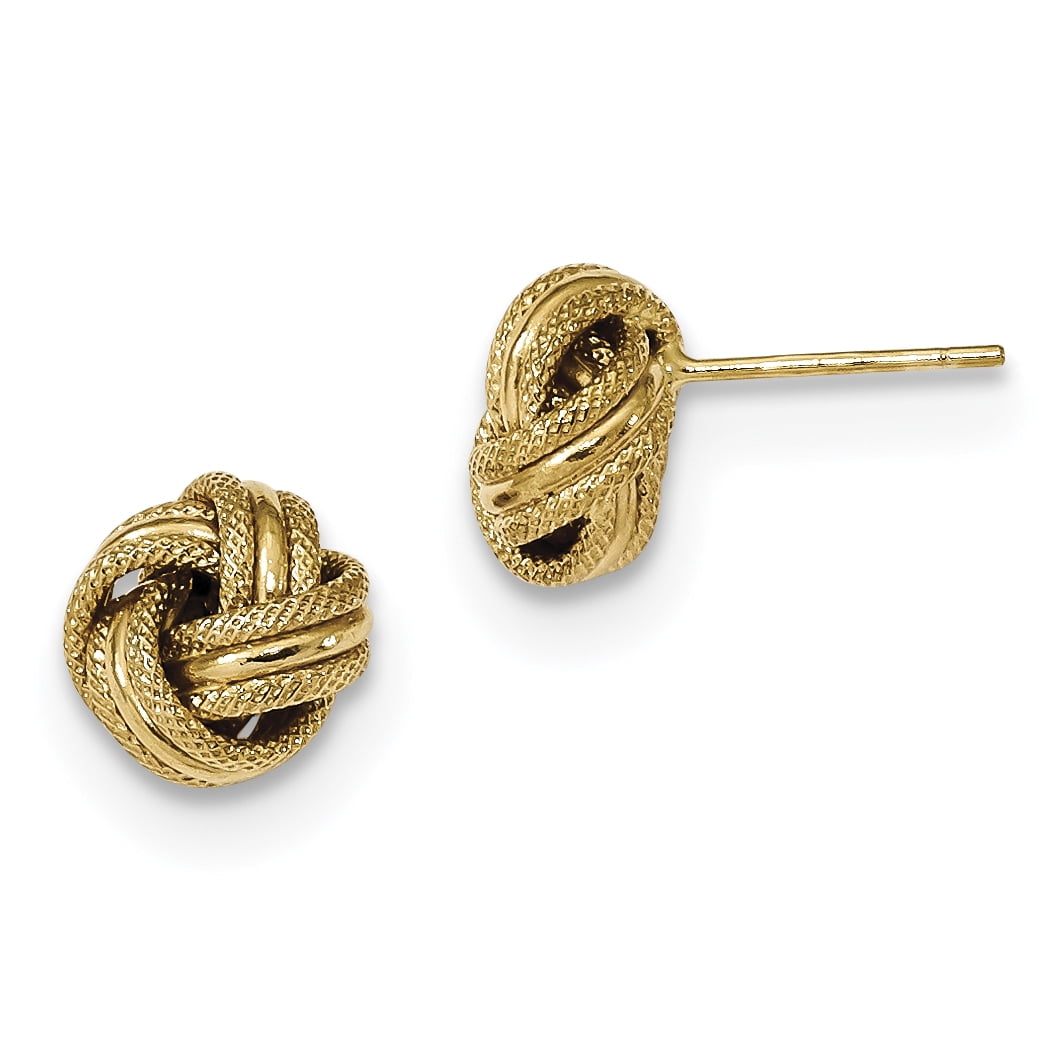 14K Polished Textured Triple Love Knot Earrings
