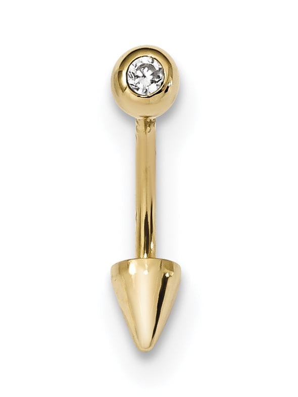 14K 16 Gauge Cz Cone Belly Ring