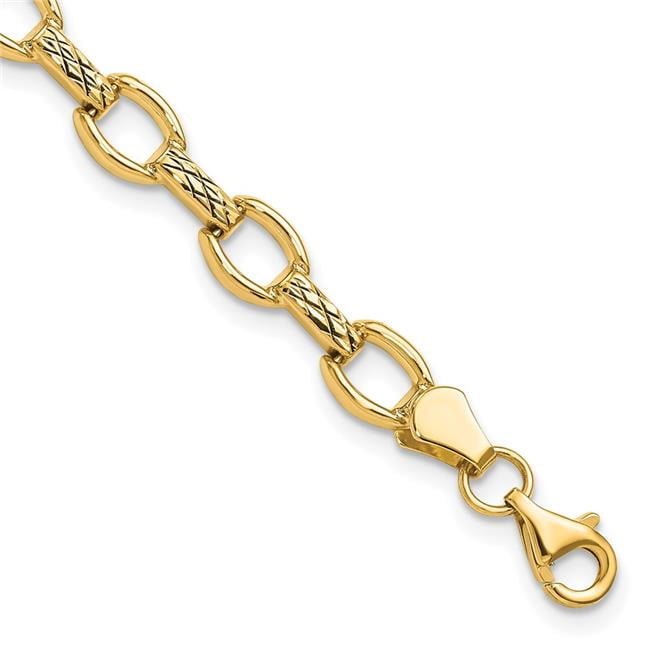14K Diamond Cut Fancy Link Bracelet