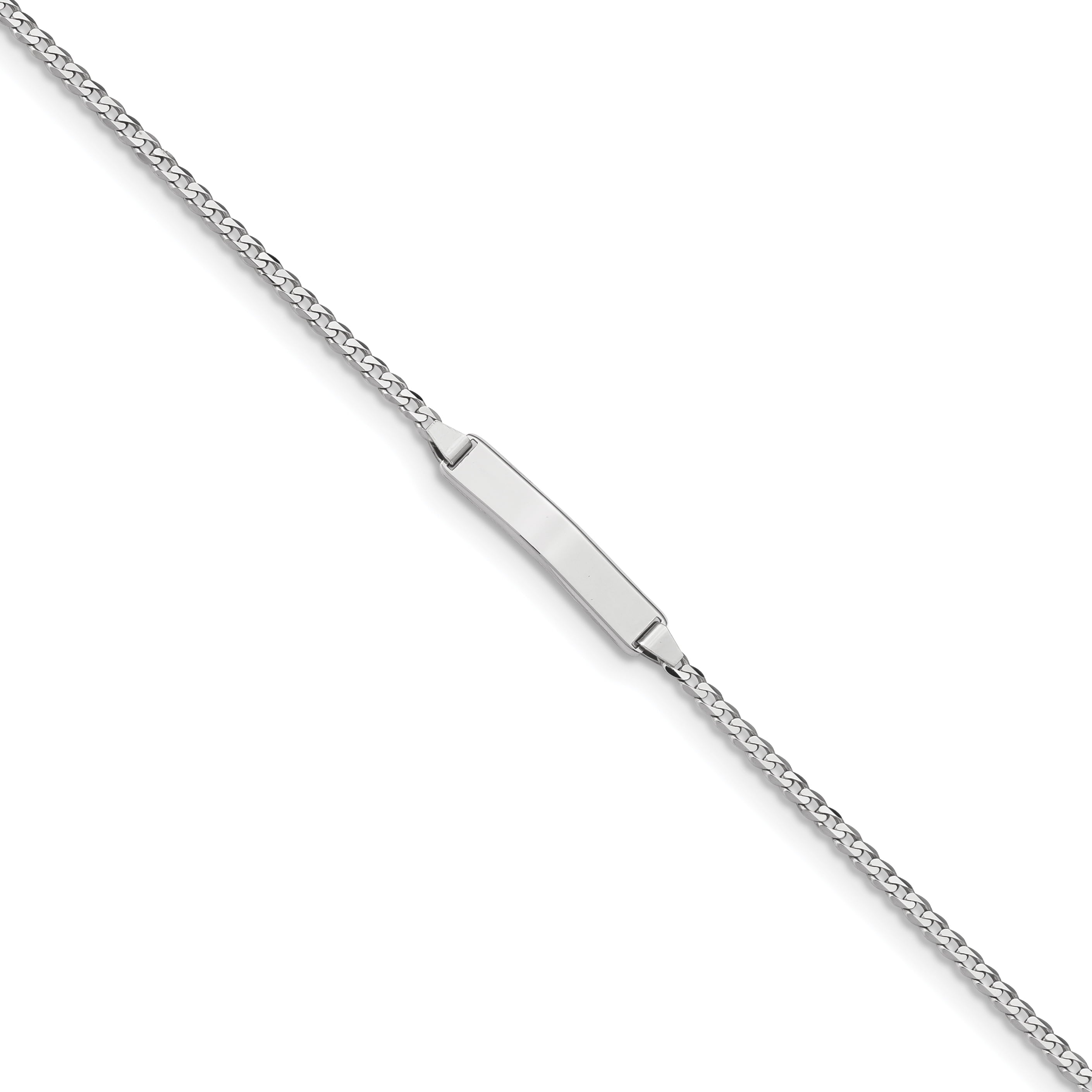 14K Wg Flat Curb Link Id Bracelet