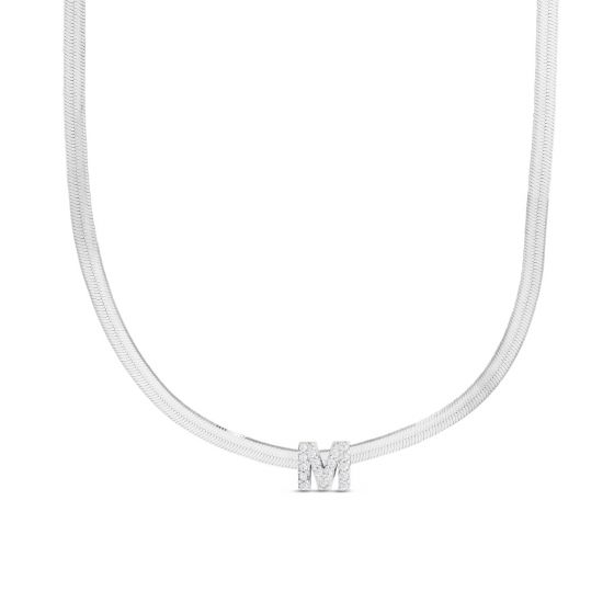 Silver Z Cz 18" Initial Necklace