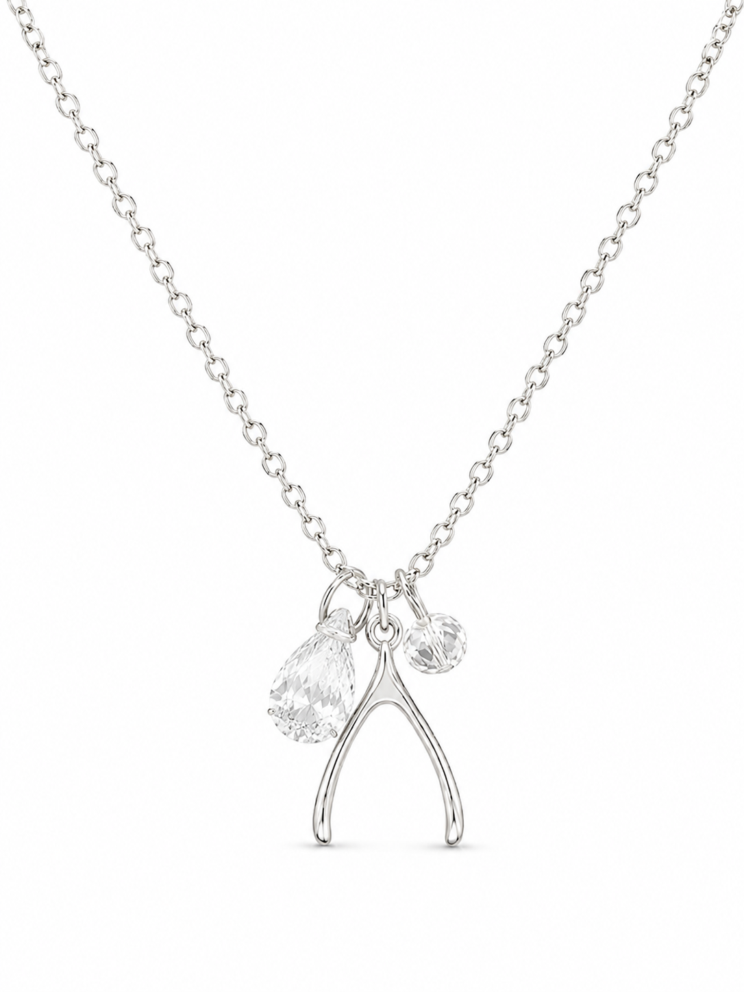 925 Sterling Silver Polished Wishbone Necklace