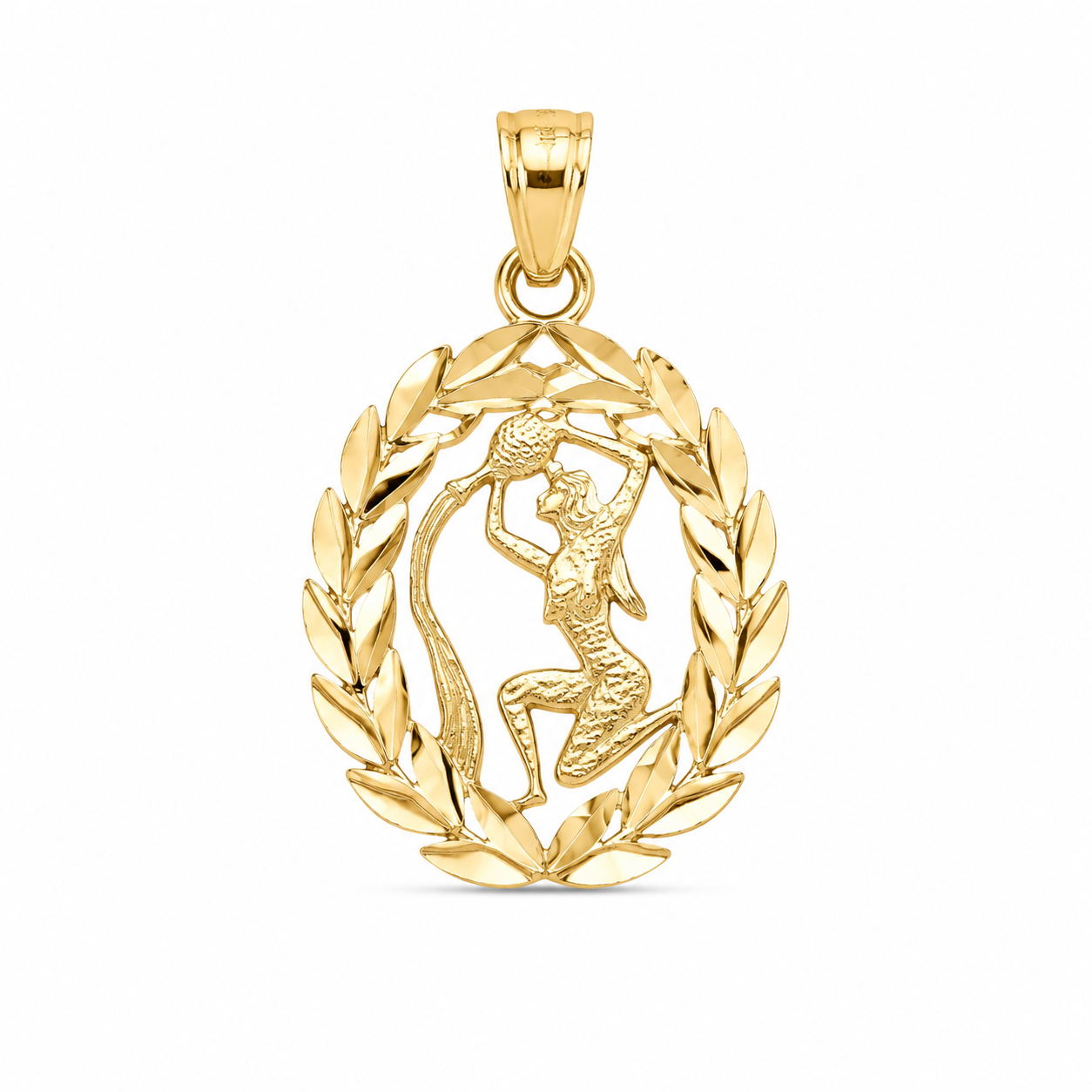 14KT Aquarius Charm Yellow Gold Pendant [A1B4]