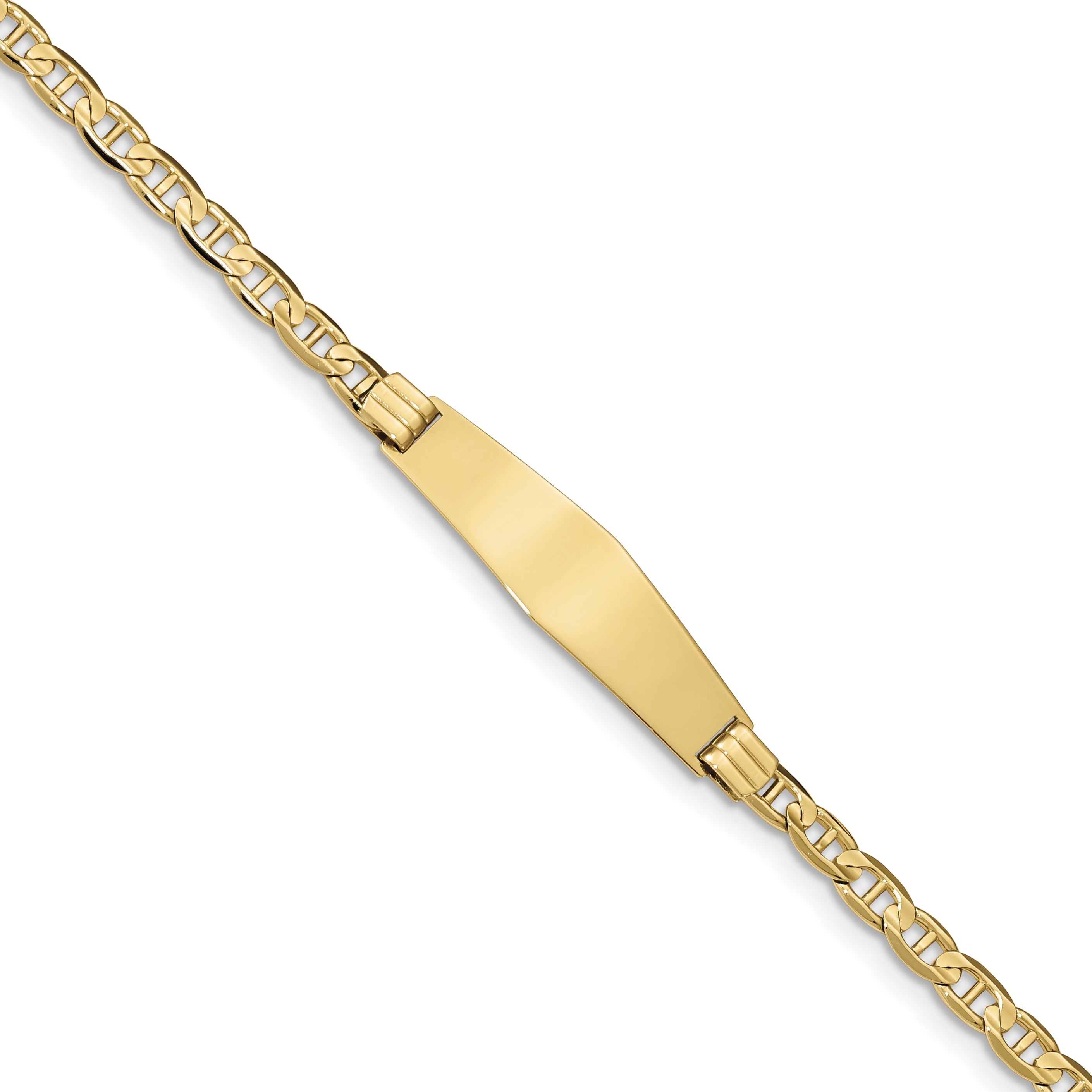 14K Anchor Link Soft Diamond Shape Id Bracelet