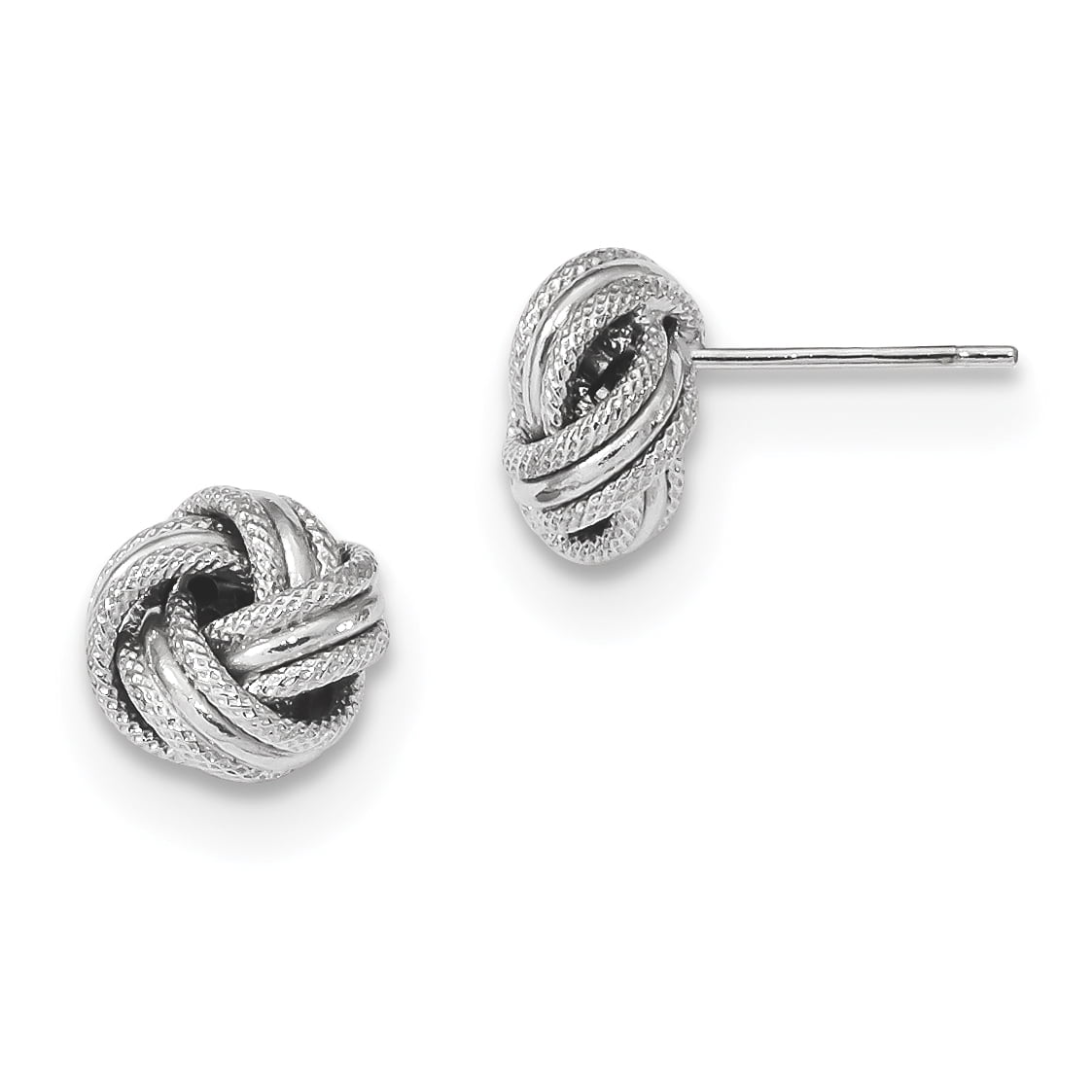 14K White Gold Polished Textured Triple Love Knot Post Earrings