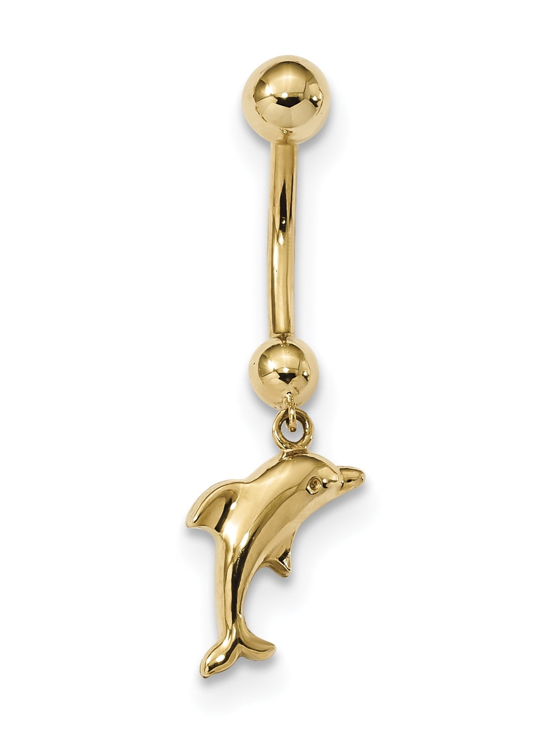 14K 14 Gauge Dolphin Dangle Belly Ring