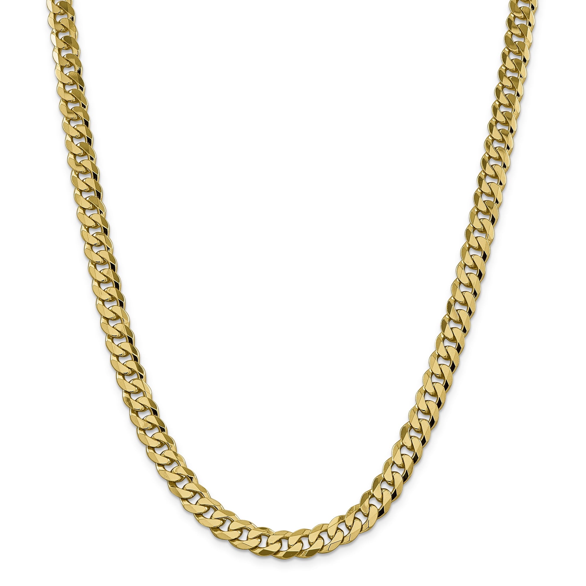 14K 26 Inch 8.5Mm Flat Beveled Curb With Lobster Clasp Chain