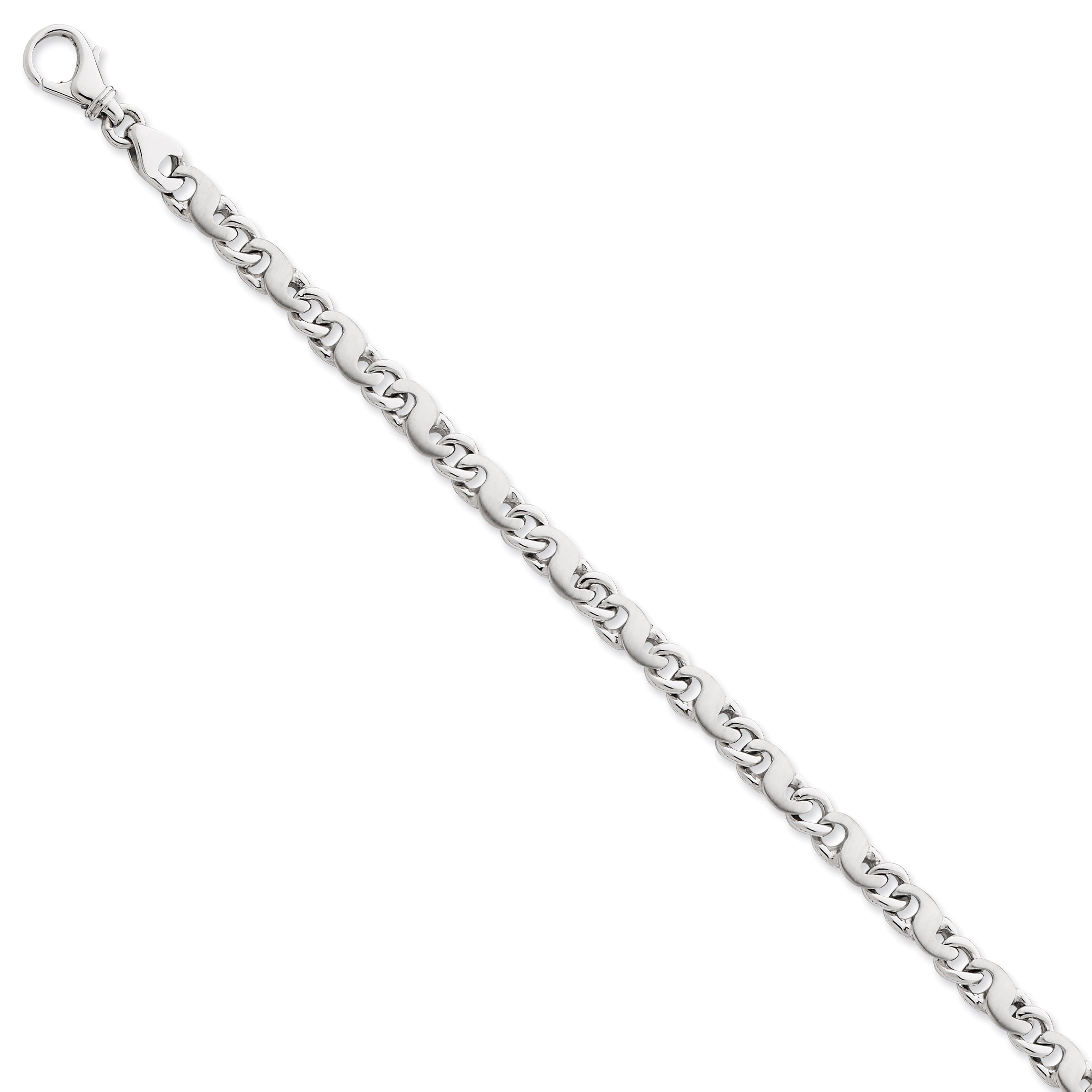 14K White Gold 18 Inch 5.4Mm Hand Polished And Satin Fancy S-Link With Fancy Lobster Clasp Chain