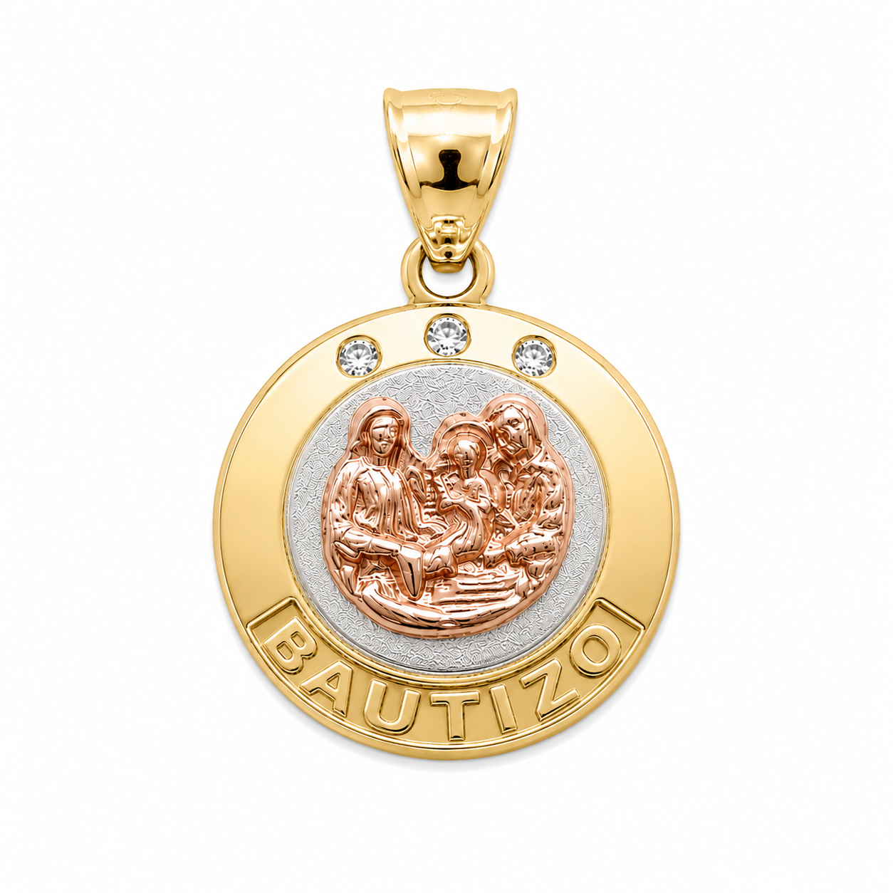 14KT Round Baptism Yellow Gold Pendant [A2B2]