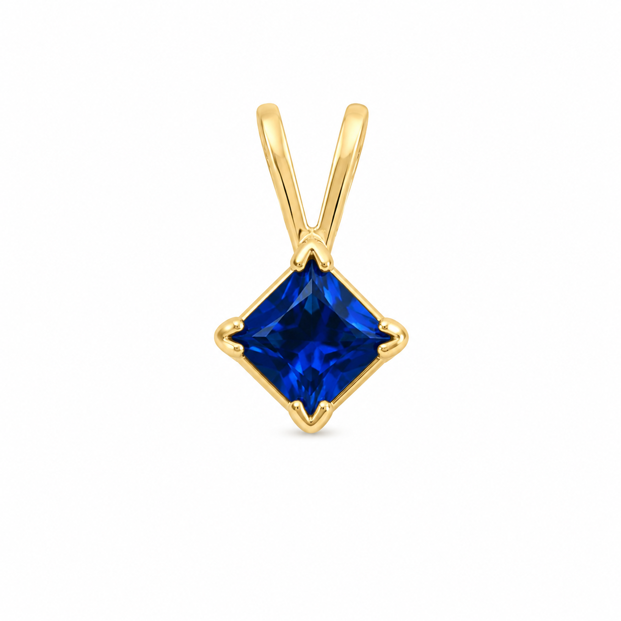 14KT Cube Cubic Zirconium Yellow Gold Pendant [A1B5]