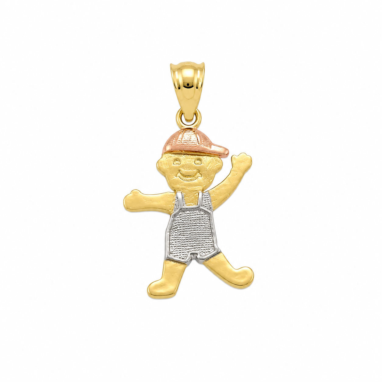 14K Boy Figure Yellow Gold Pendant [A1B2]