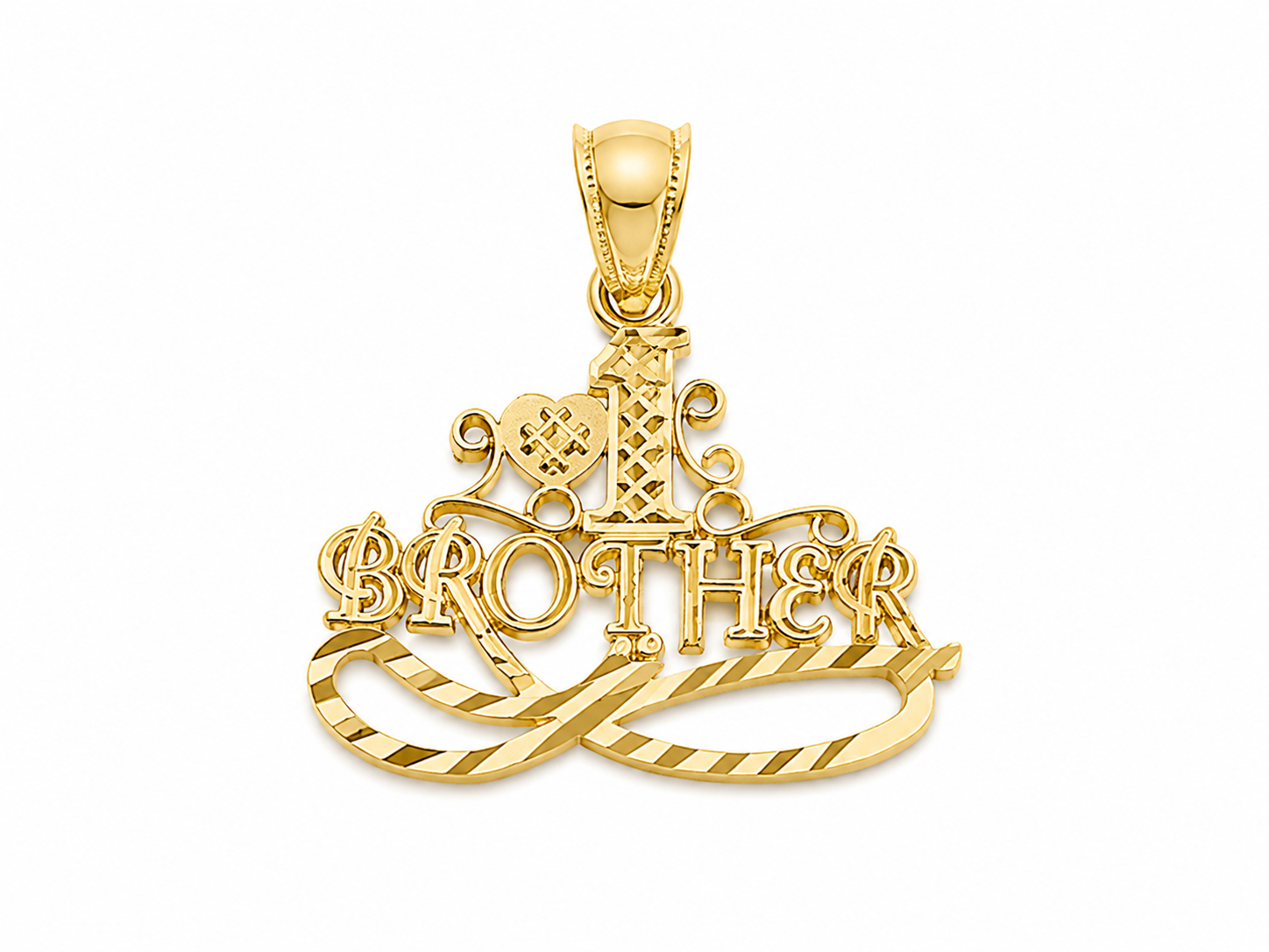 14KT #1 Brother Yellow Gold Pendant [A1B5]