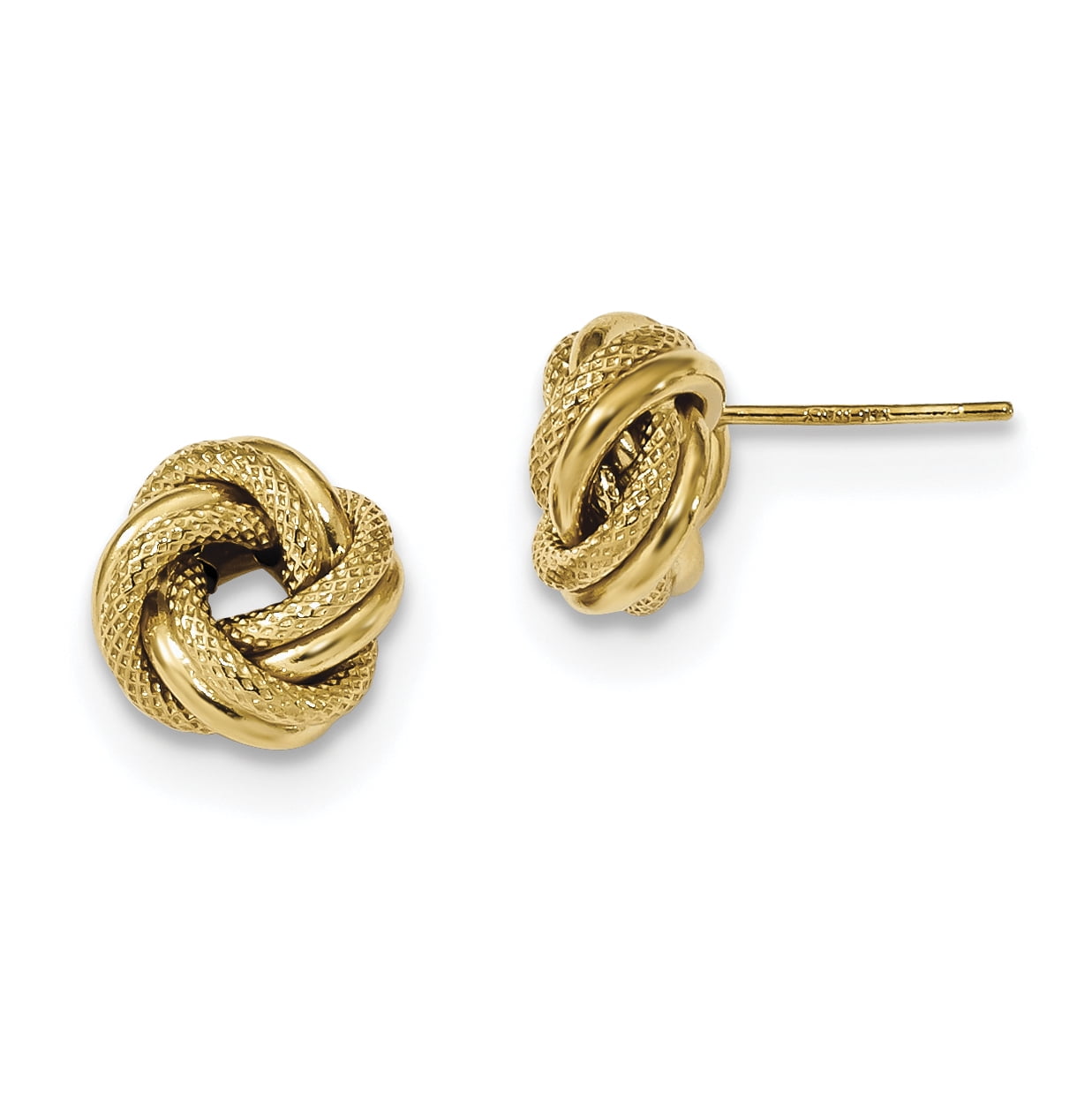 14K Polished Textured Double Love Knot Post Earrings