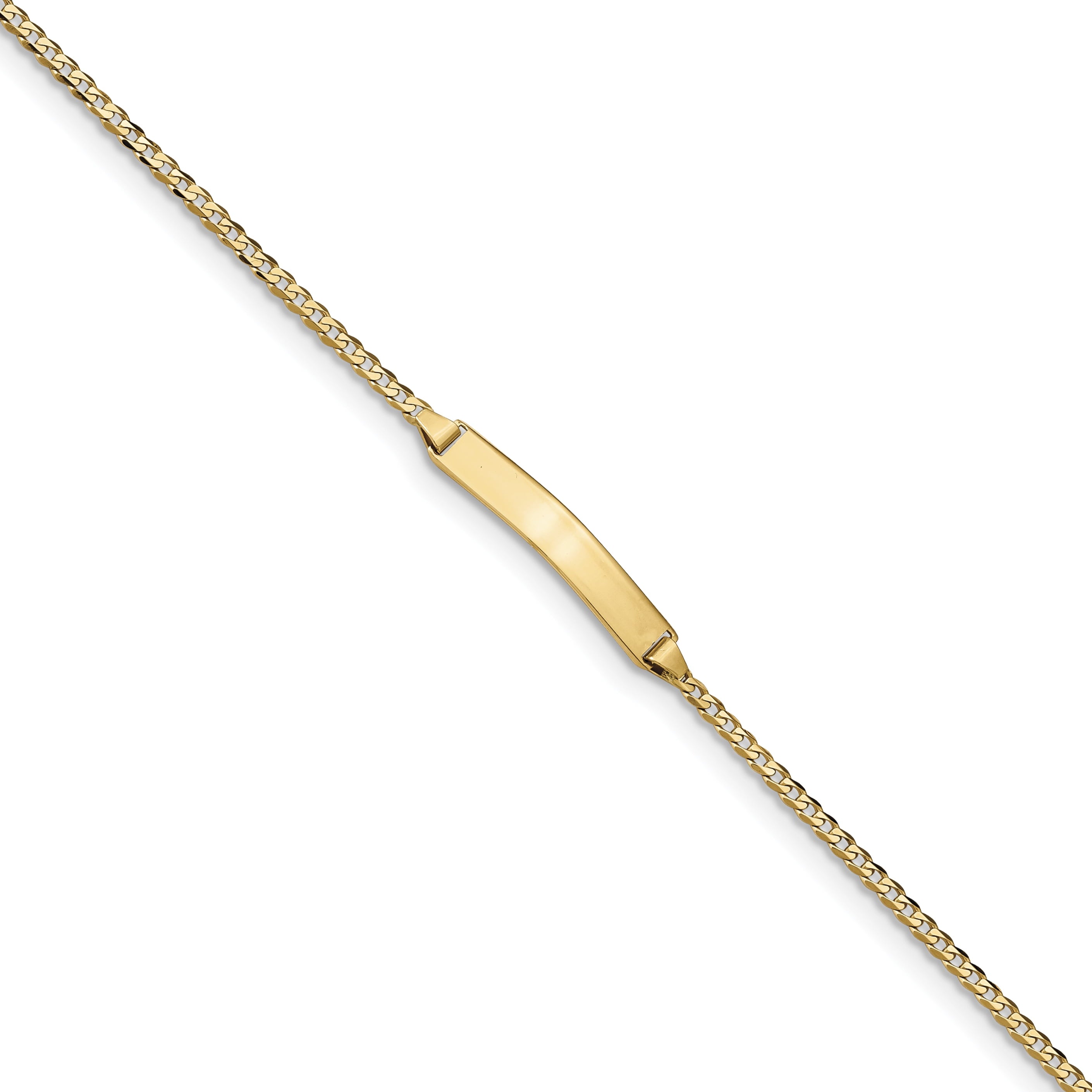 14K Flat Curb Link Id Bracelet