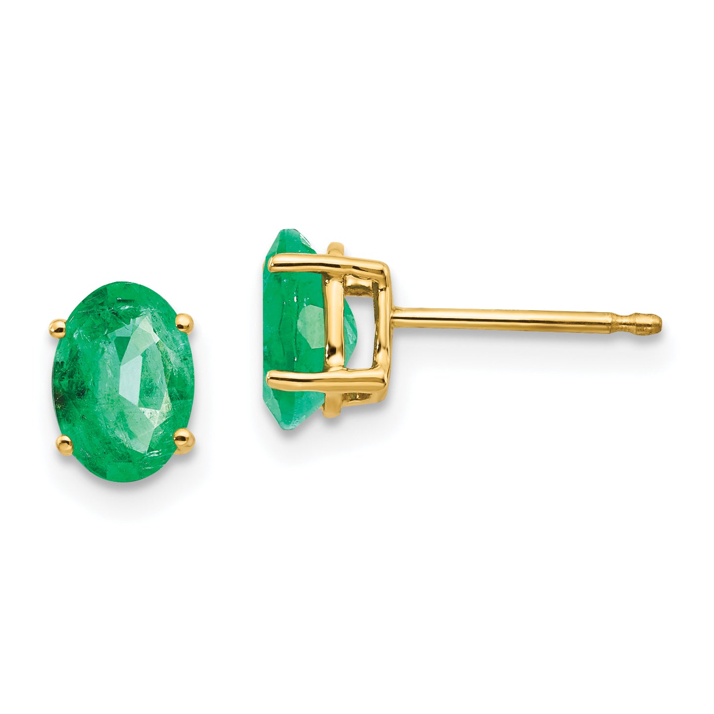 14K Emerald Post Earrings