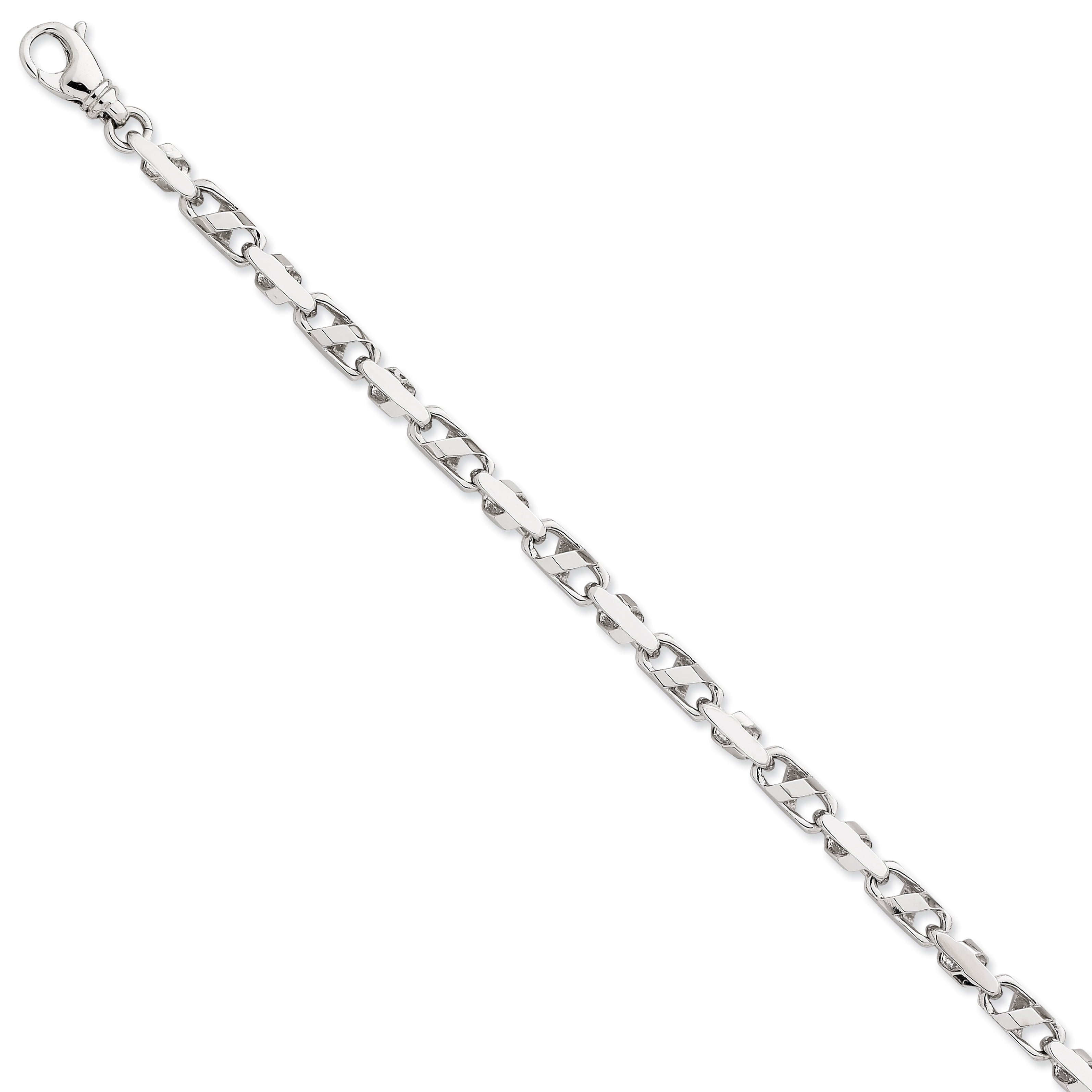 14K White Gold 9 Inch 5.5Mm Fancy Link With Fancy Lobster Clasp Bracelet