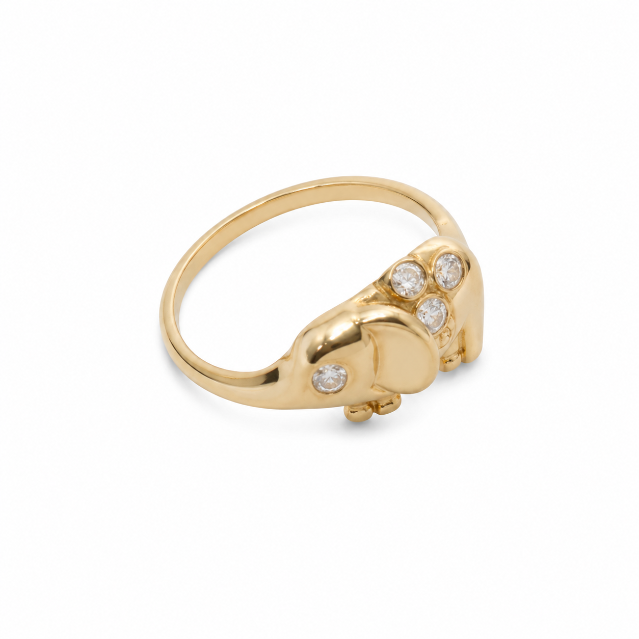 10KT Yellow Gold Elephant CZ Ring [A2B3]