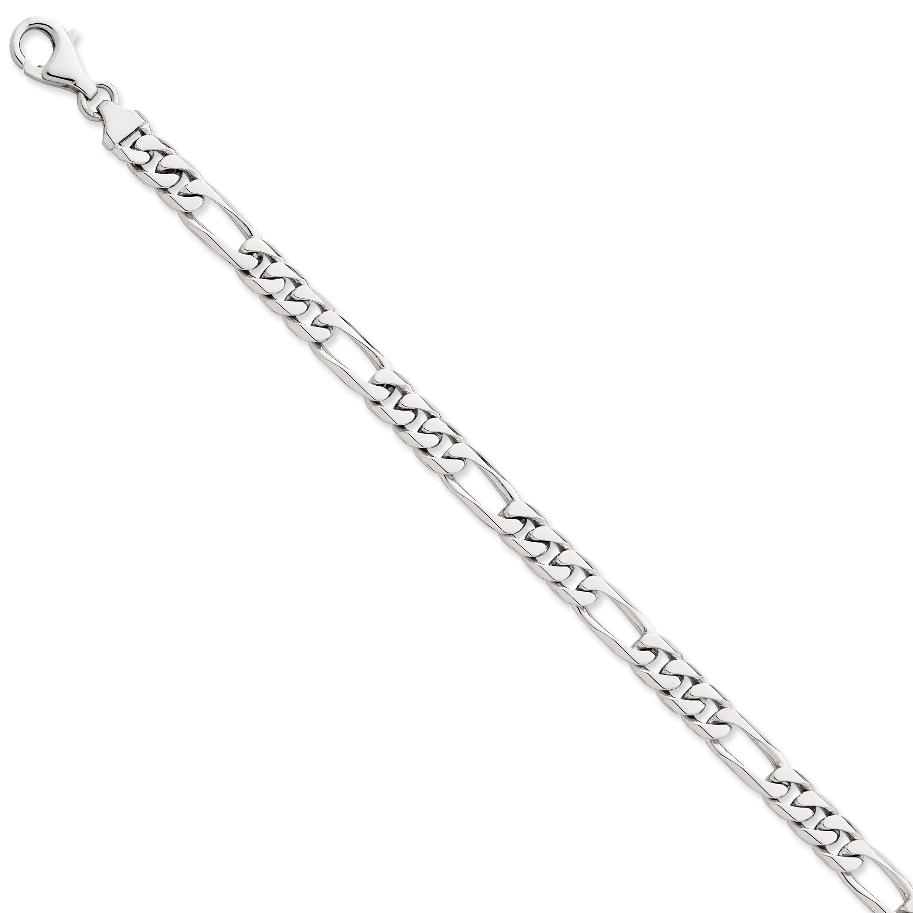 14K White Gold 18 Inch 7Mm Hand Polished Figaro Link With Fancy Lobster Clasp Chain