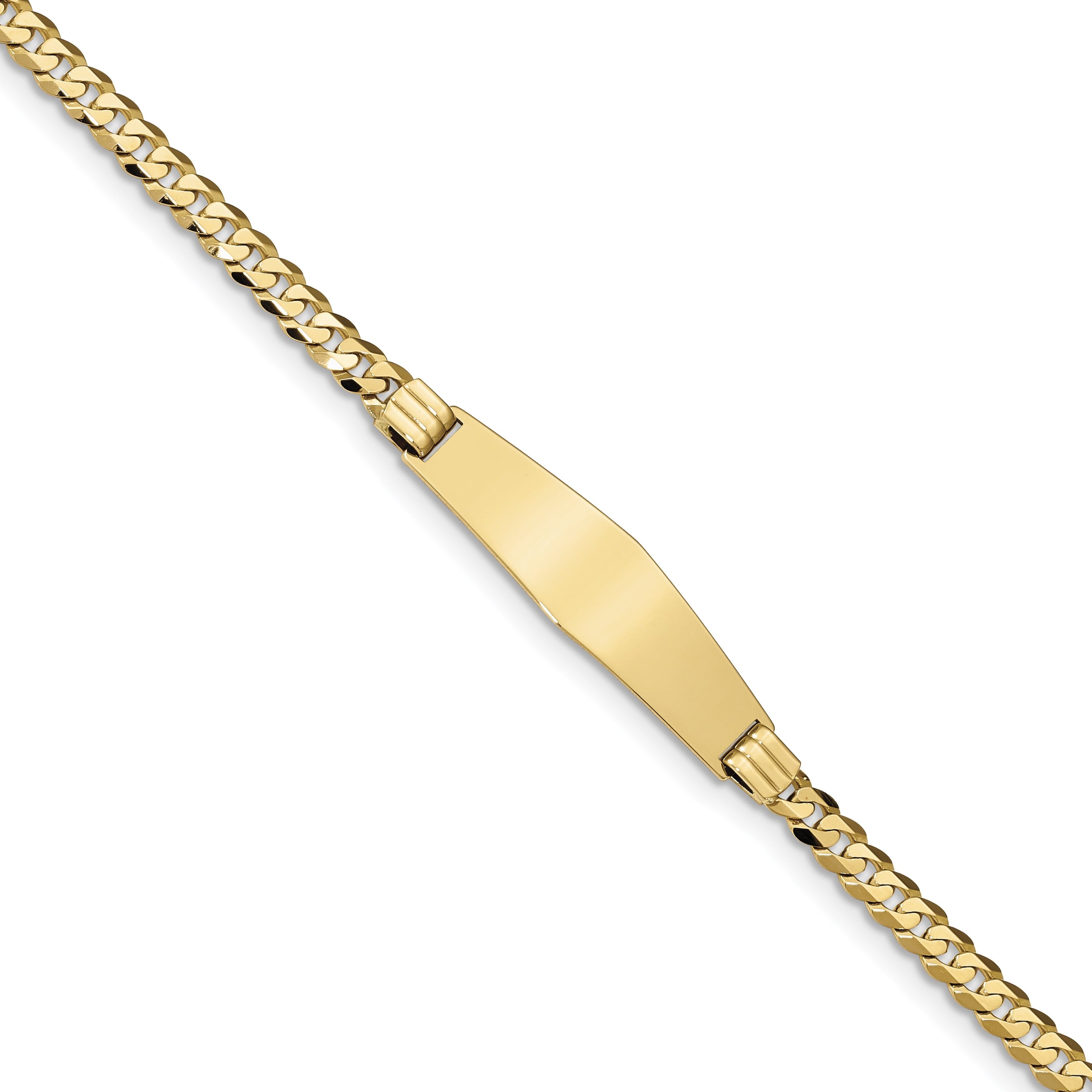 14K Curb Link Soft Diamond Shape Id Bracelet