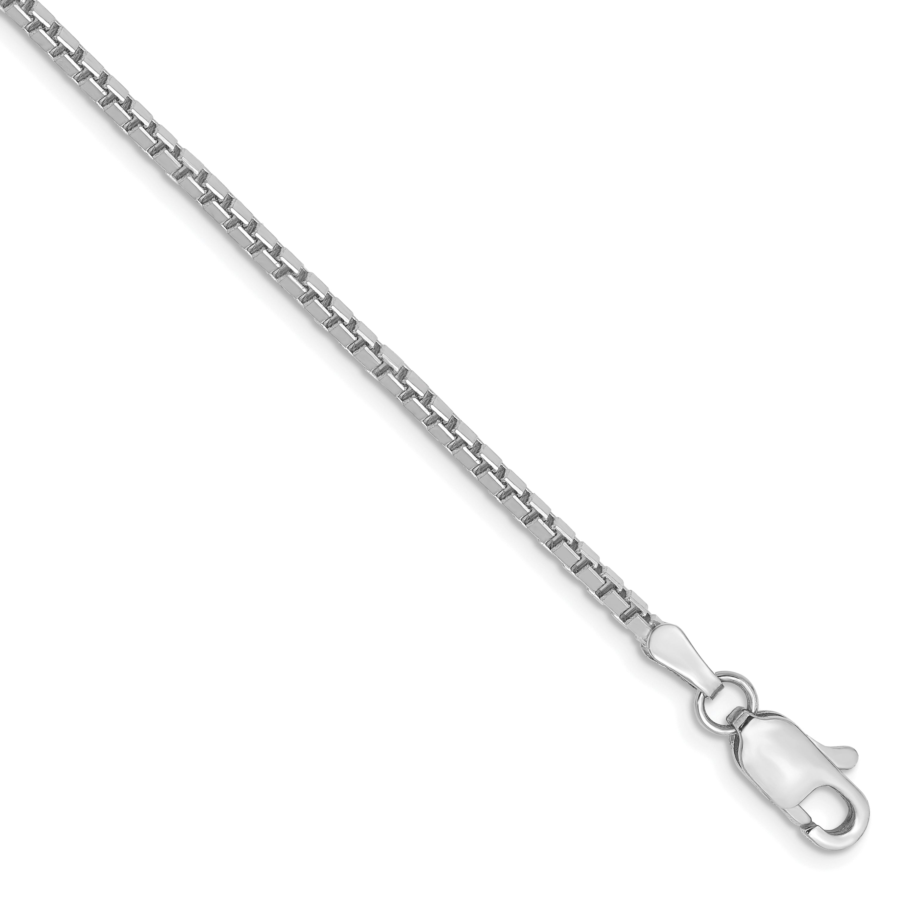 14K White Gold 7 Inch 1.9Mm Box With Lobster Clasp Bracelet