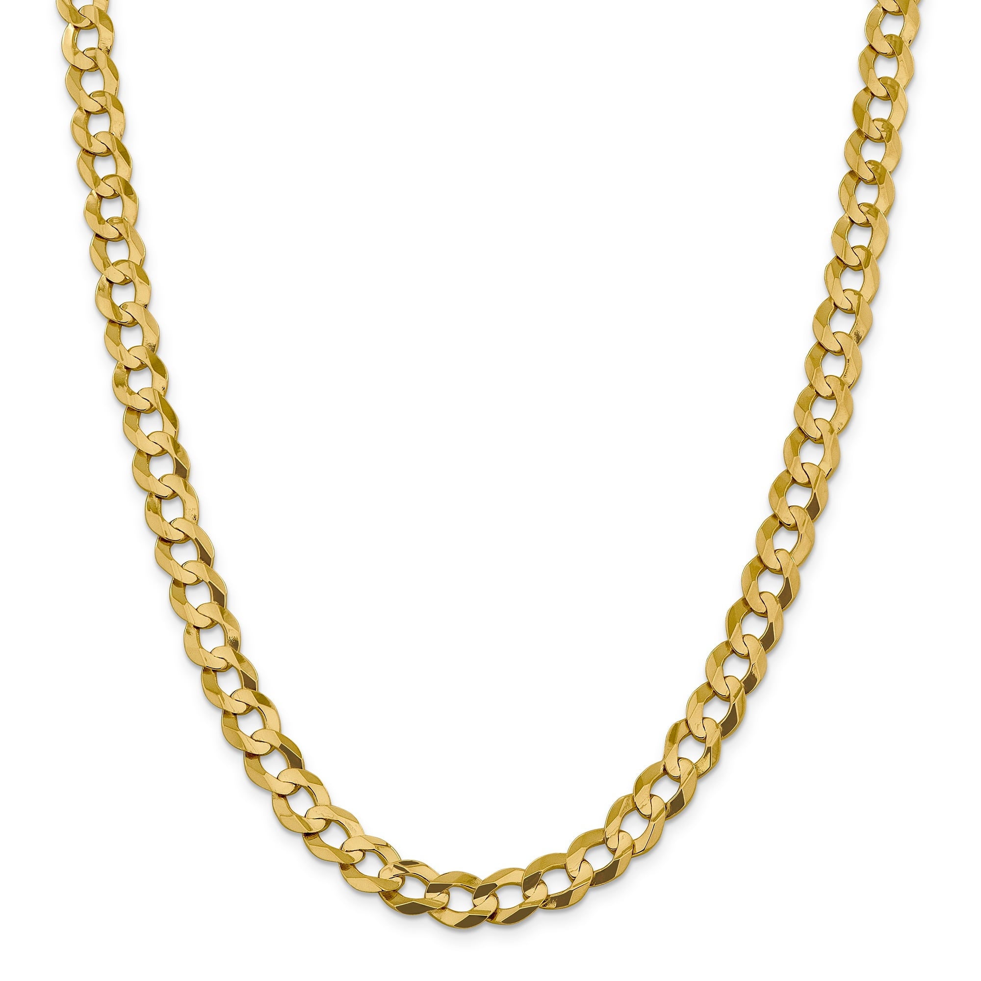 14K 24 Inch 9.4Mm Lightweight Flat Cuban With Lobster Clasp Chain