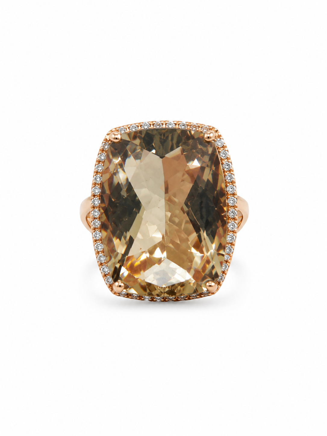 14KT Rose Gold 0.24 CTW 11.95 Sherry Topaz Diamond Ring [K35H]
