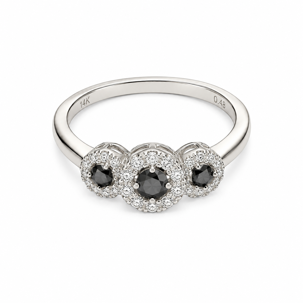 10KT White Gold 0.50 CTW Black Stone Diamond Ring [K14H]