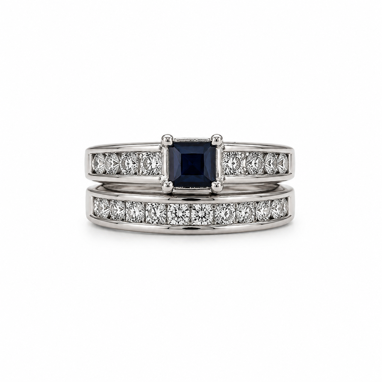 10KT WG 1.50 CTW 0.25 STW Black & White Diamond Bridal Ring [K7T]