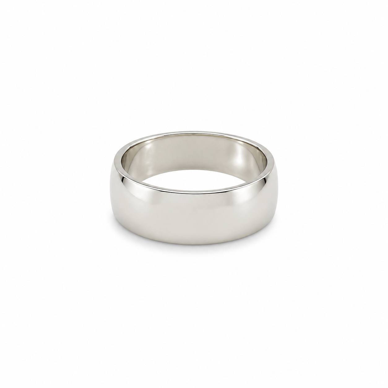 14KT White Gold Thick Round Plain Band [A6B8]