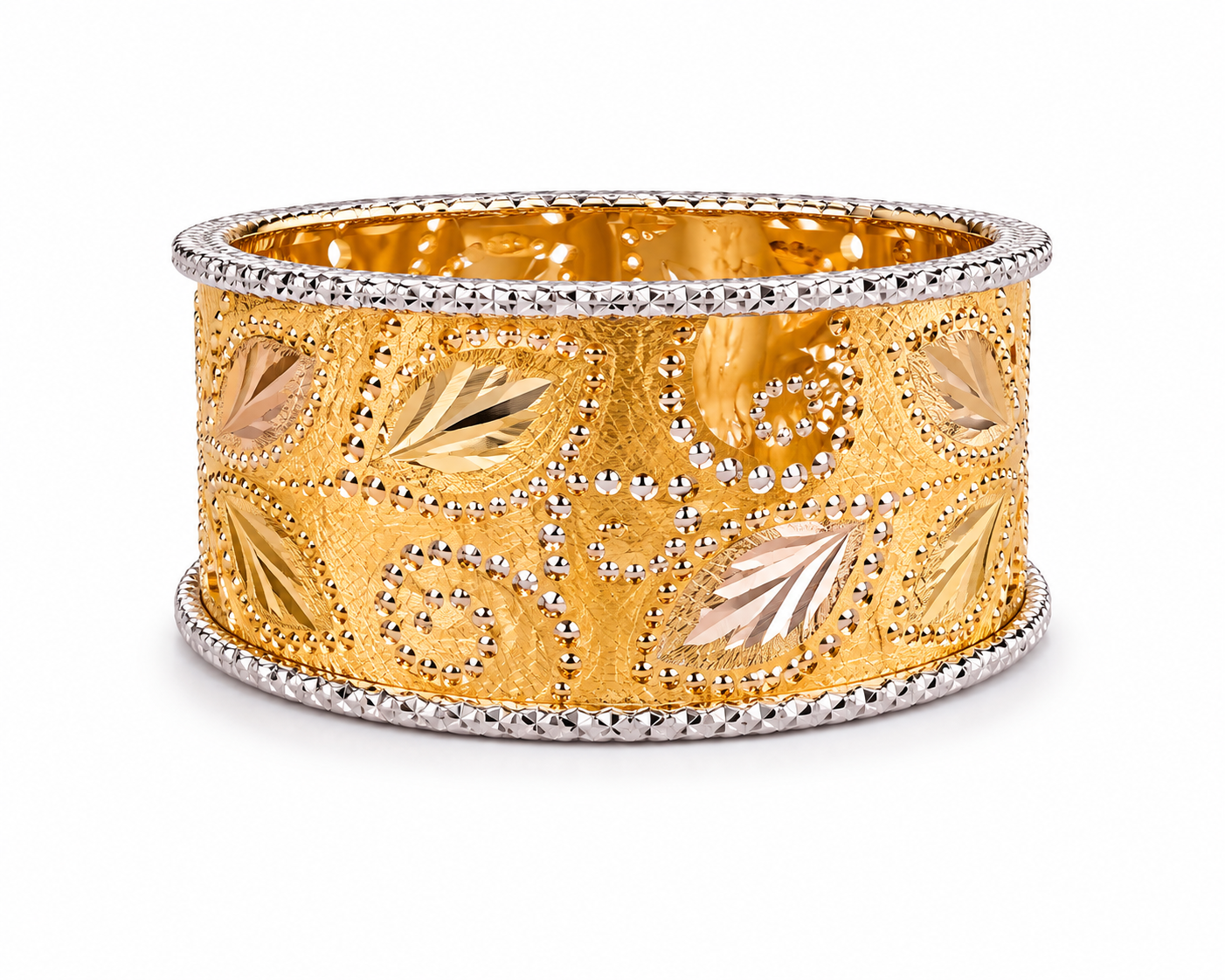 14KT Two-Tone Gold Leaf and Swirls Ring [A5P1]