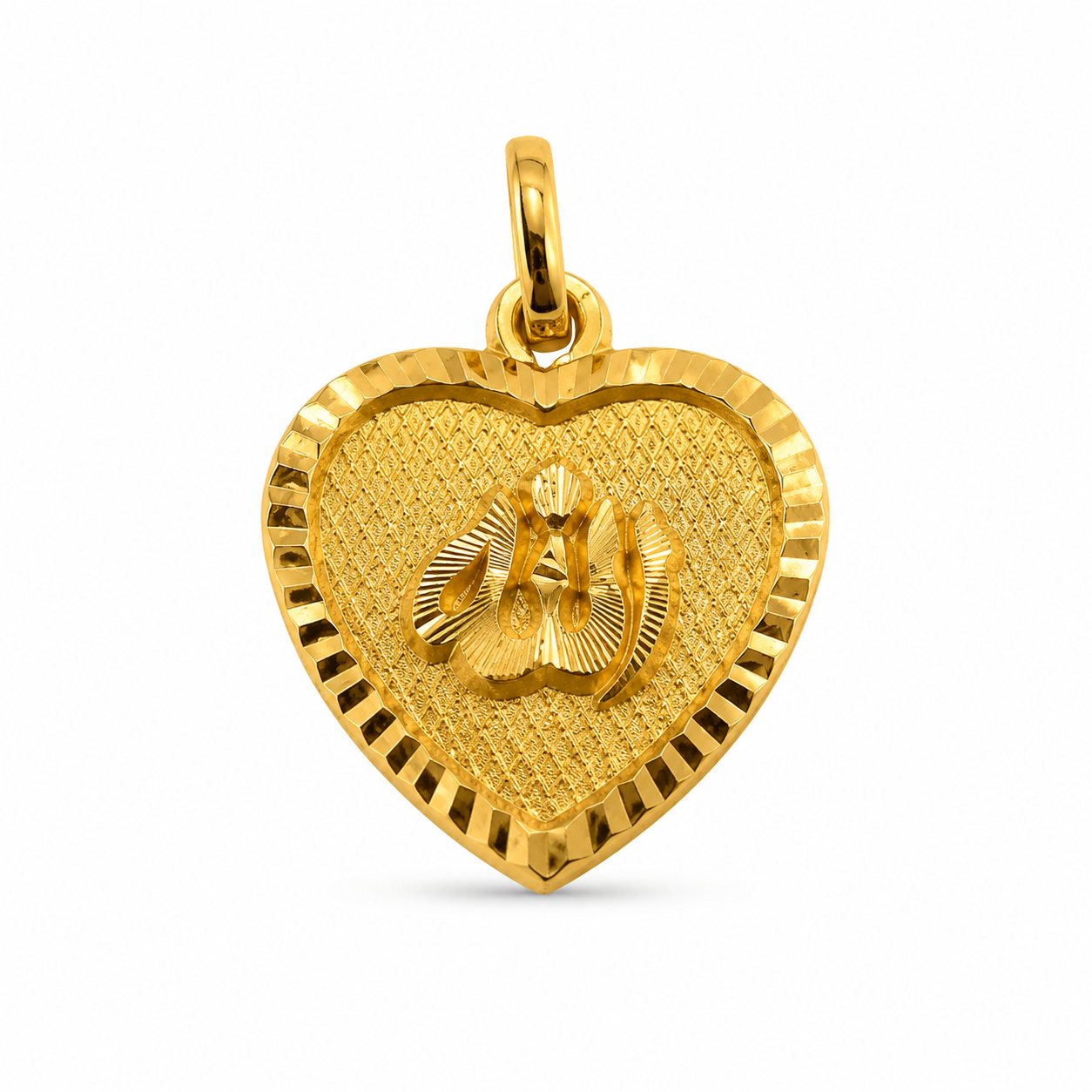22KT Heart Allah Script Yellow Gold Pendant [A1B2]