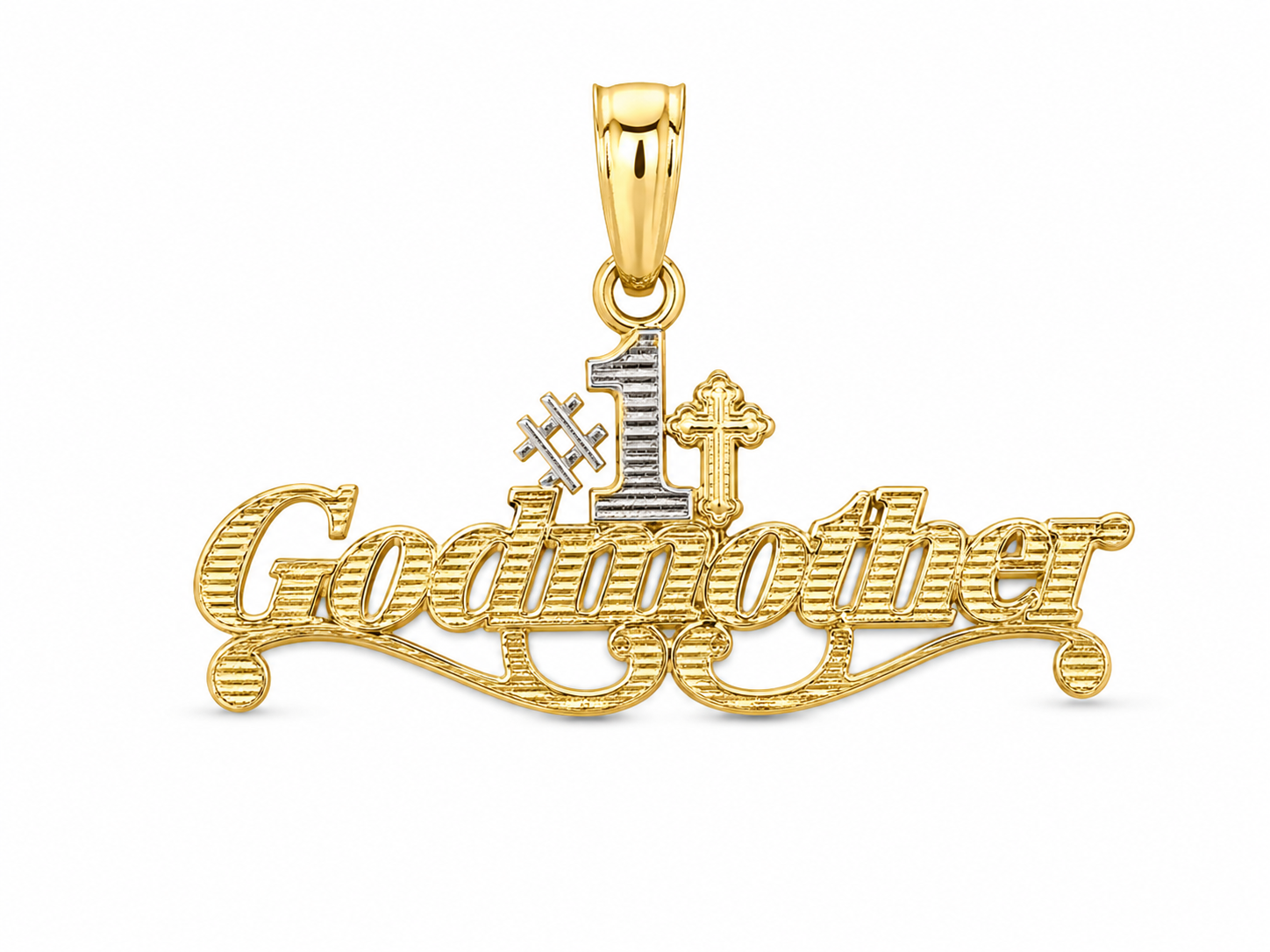 14KT #1 Godmother Yellow Gold Pendant [A0B8]