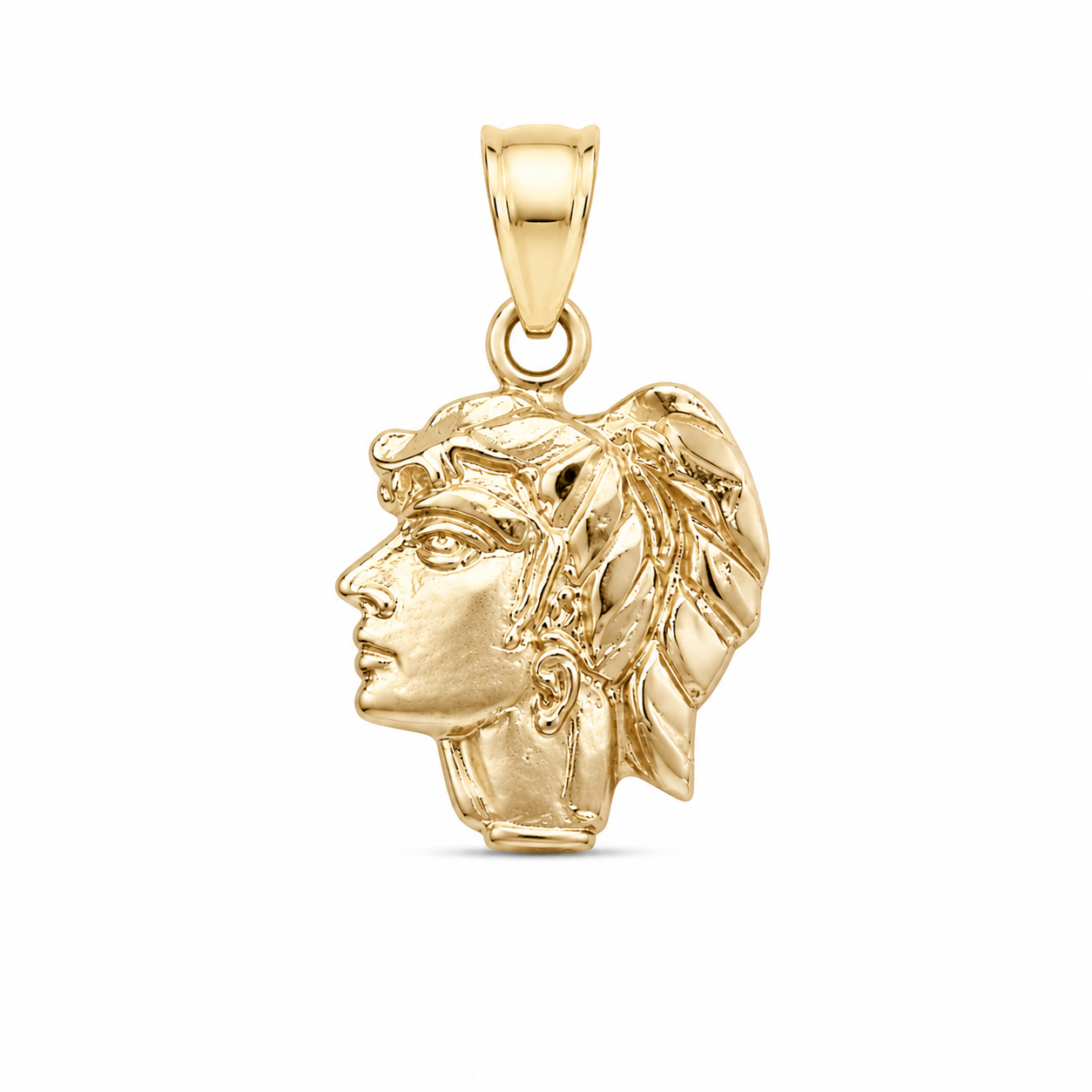 10KT Native American Tribal Face Yellow Gold Pendant [A2B6]