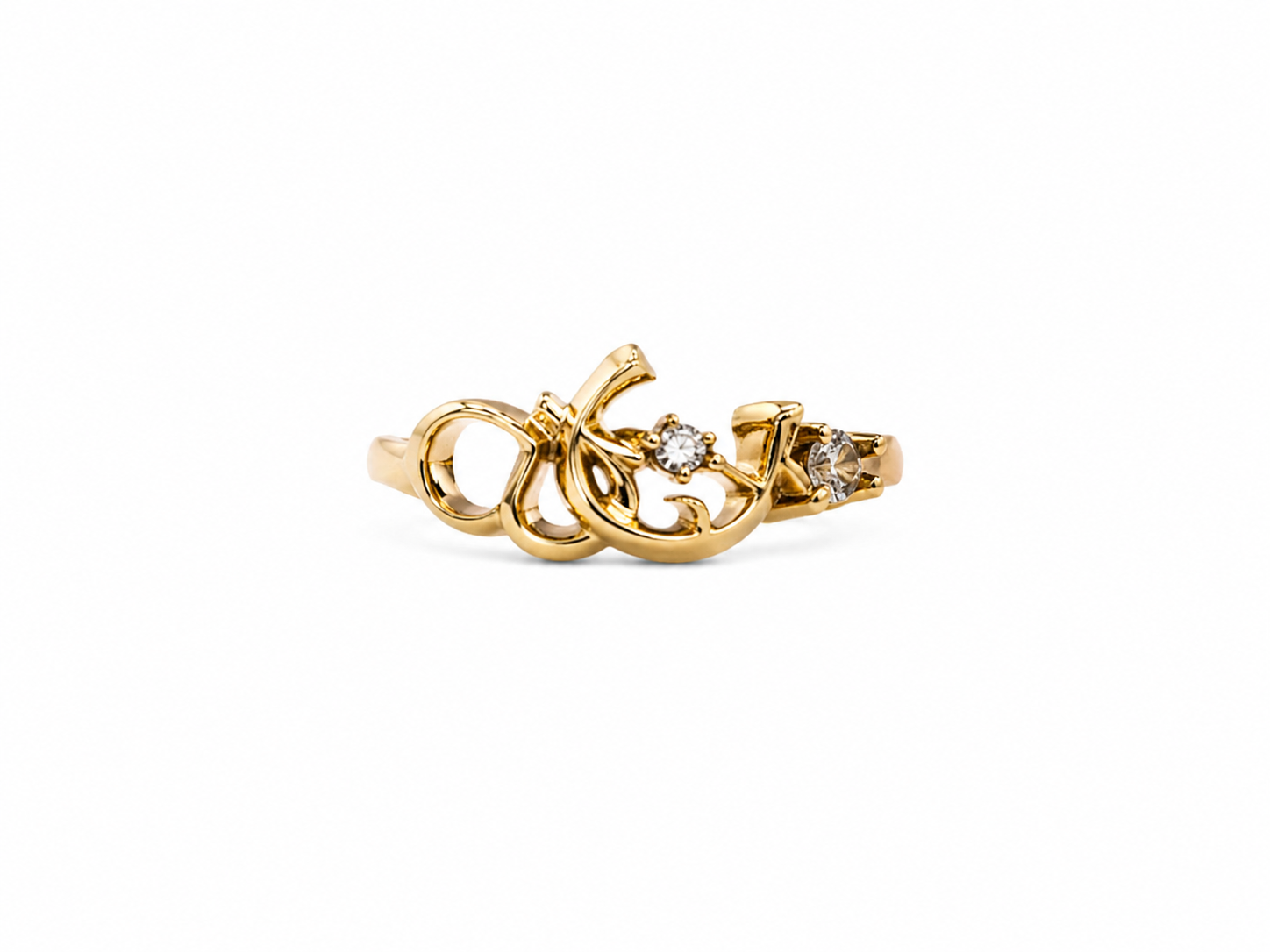 10KT Yellow Gold CZ Horseshoe Ring [A1P2]