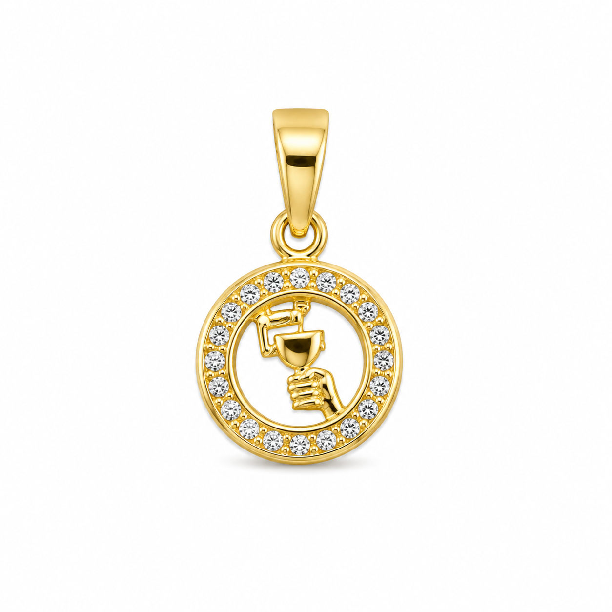 10KT First Communion Cubic Zirconium Yellow Gold Pendant [A0B4}