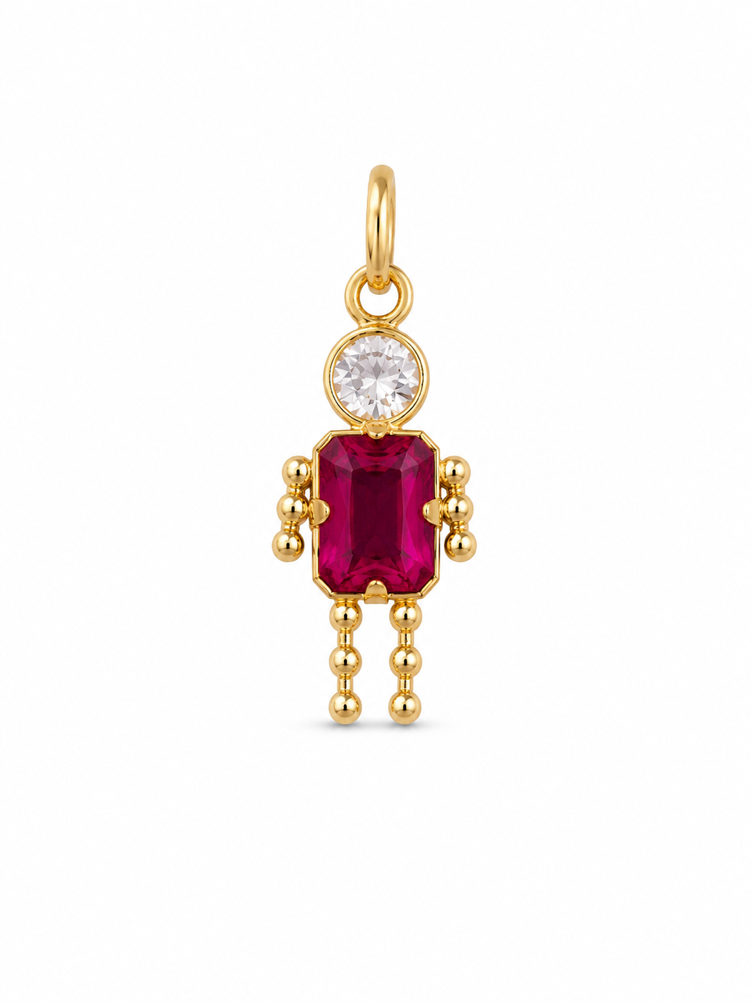 14KT Person Stick Figure Cubic Zirconium Yellow Gold Pendant [A0B8]