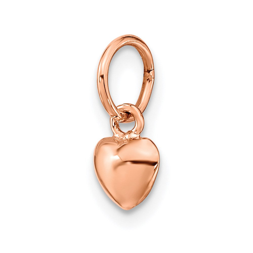 14K Rose Polished 3-D Puffed Heart Charm