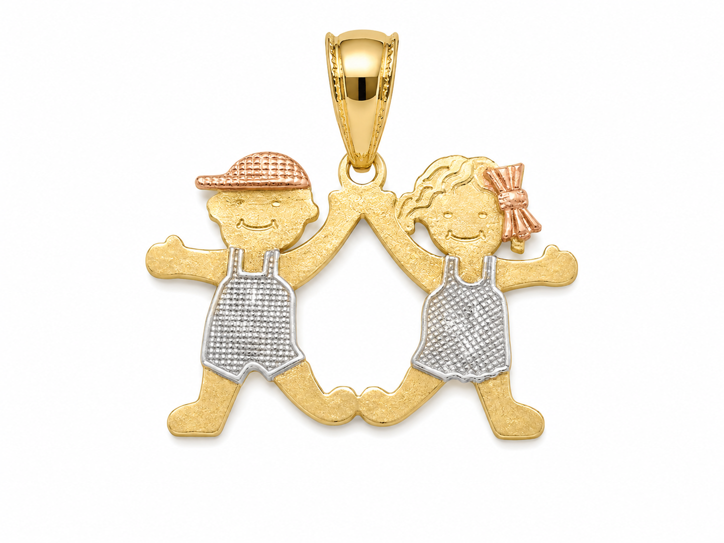 14KT Boy and Girl Yellow Gold Pendant [A2B5]