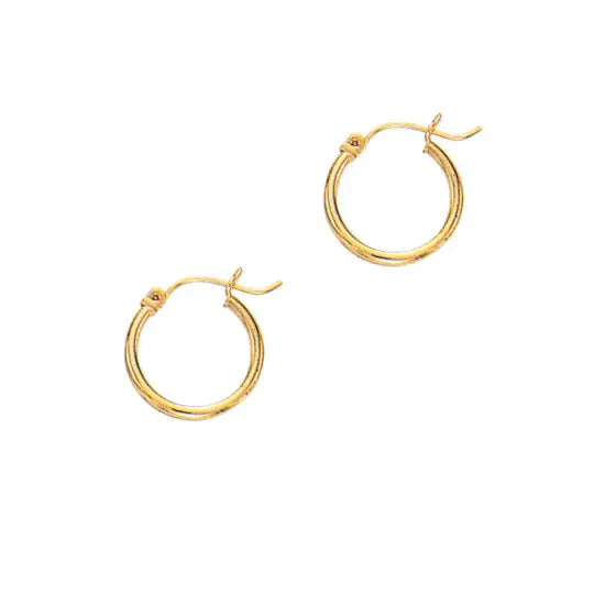 14K Yellow Gold 2X15Mm Hoop Earring