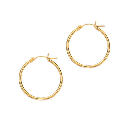 14K Yellow Gold 2X15Mm Hoop Earring