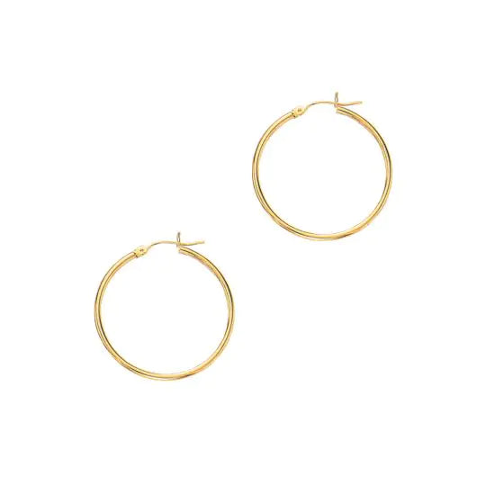 14K Yellow Gold 2X15Mm Hoop Earring