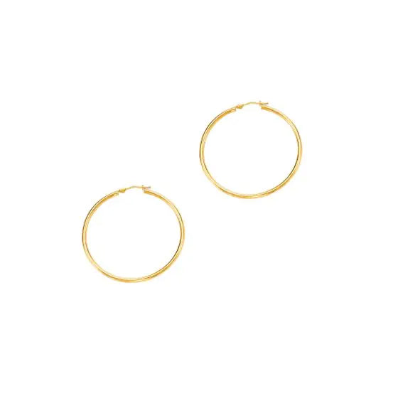 14K Yellow Gold 2X15Mm Hoop Earring
