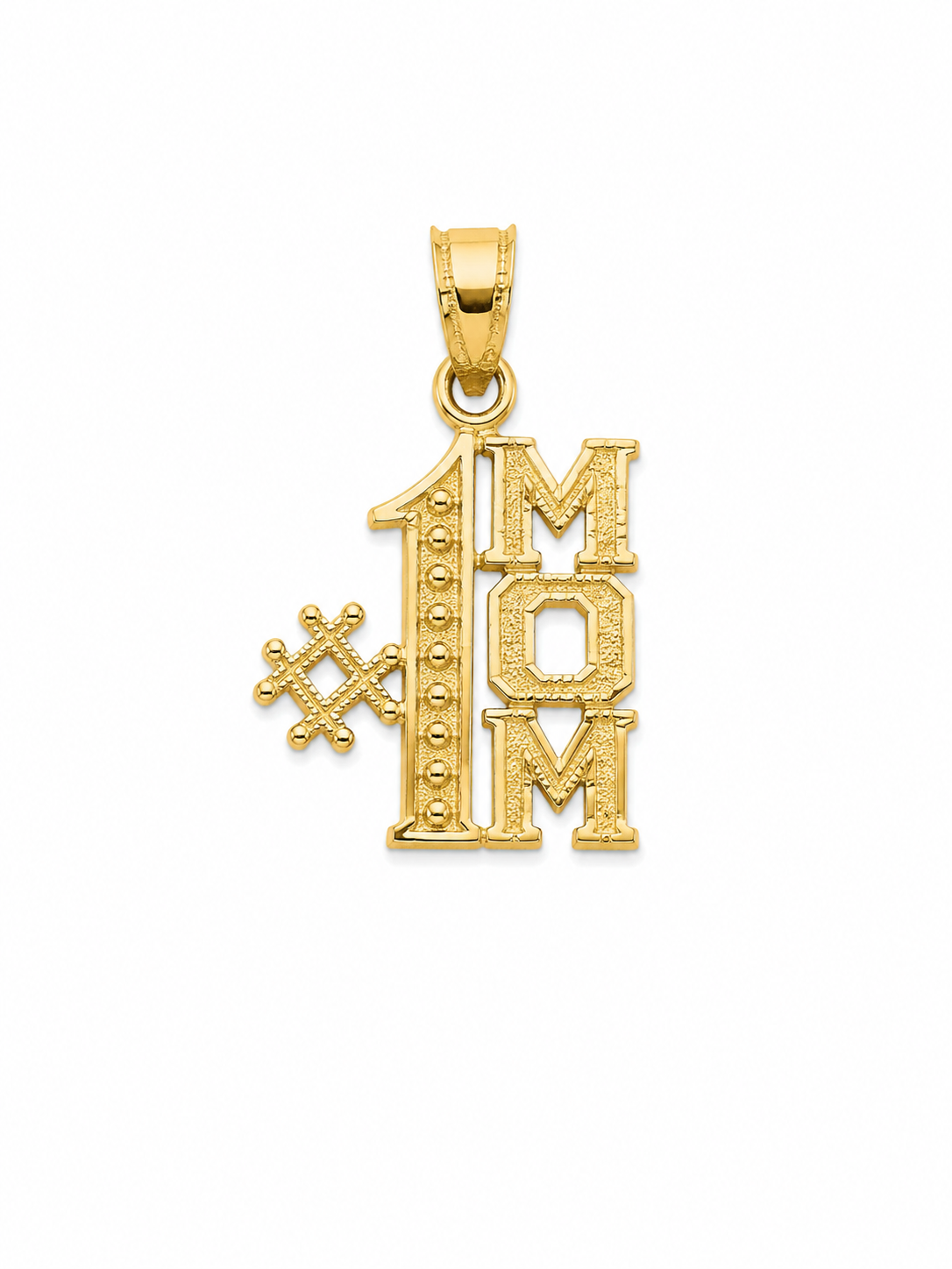 14KT #1 MOM Yellow Gold Pendant [A1B4]