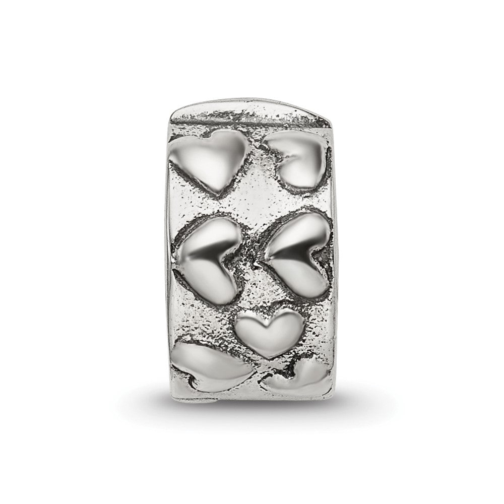Sterling Silver Reflections Hinged Hearts Clip Bead