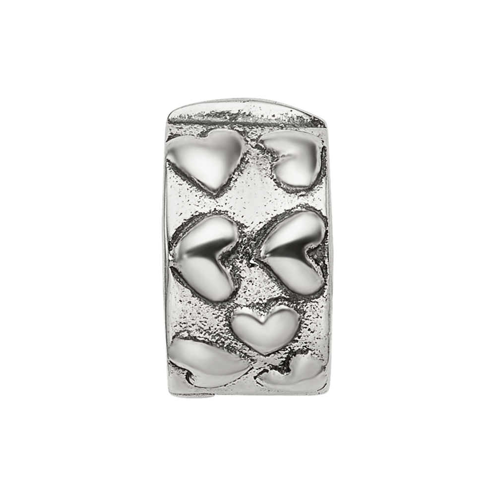 Sterling Silver Reflections Hinged Hearts Clip Bead