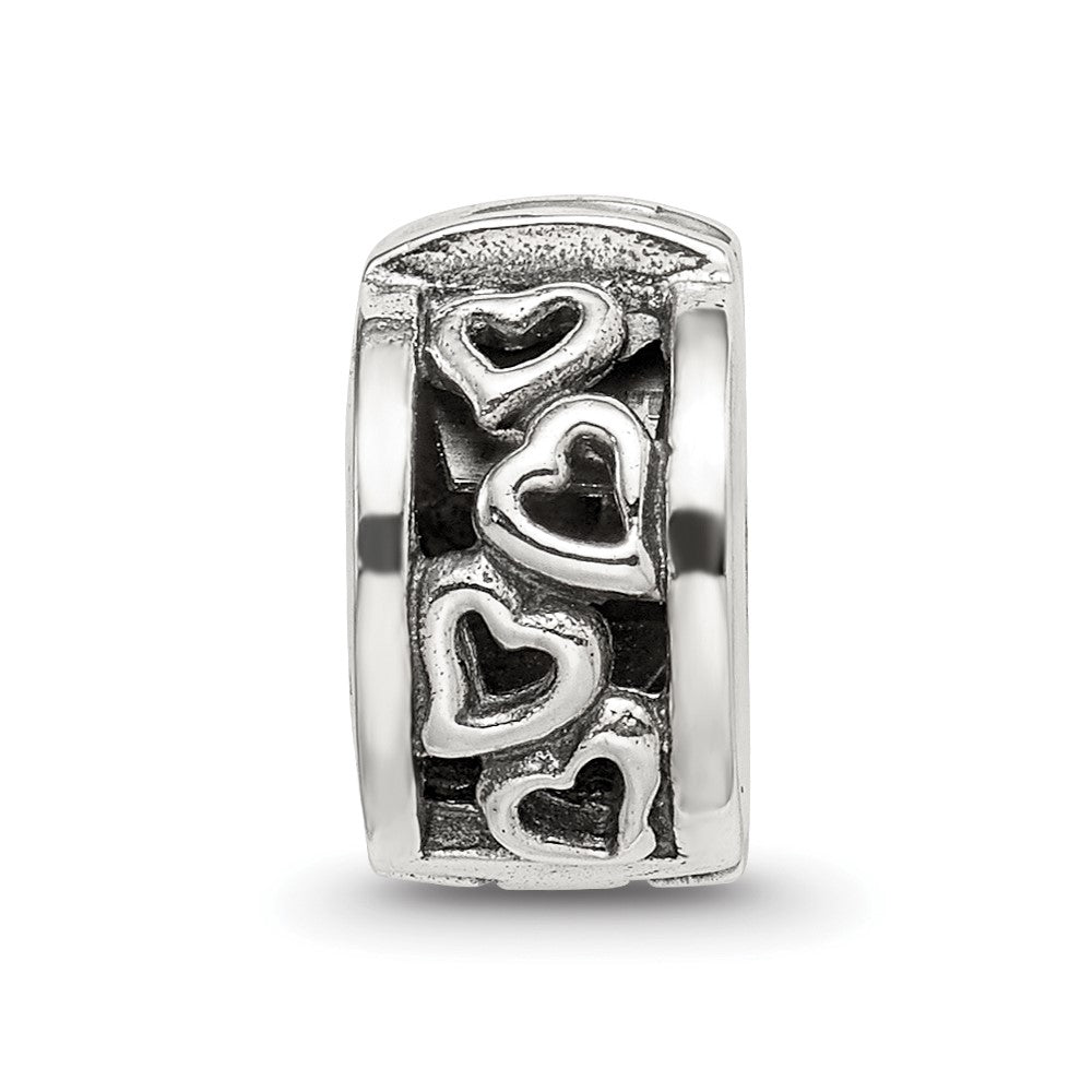 Sterling Silver Reflections Hinged Hearts Clip Bead