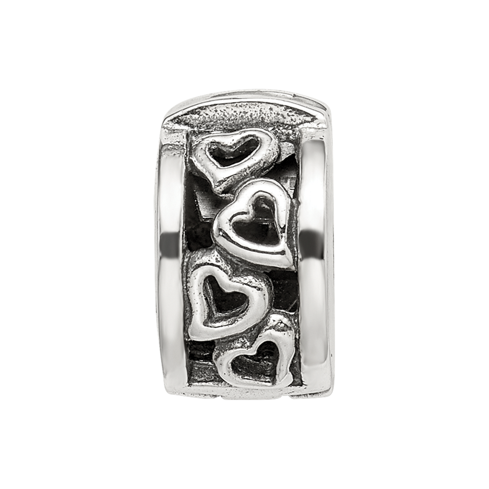 Sterling Silver Reflections Hinged Hearts Clip Bead