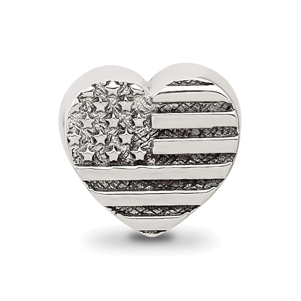 Sterling Silver Reflections Heart Flag Bead
