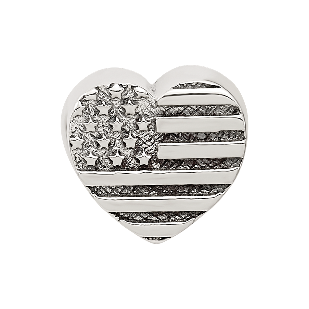 Sterling Silver Reflections Heart Flag Bead