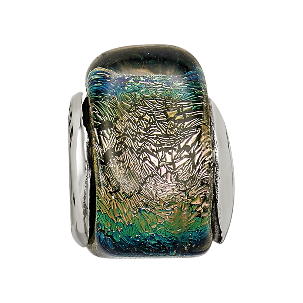 Sterling Silver Reflections Rainbow Dichroic Glass Triangle Bead